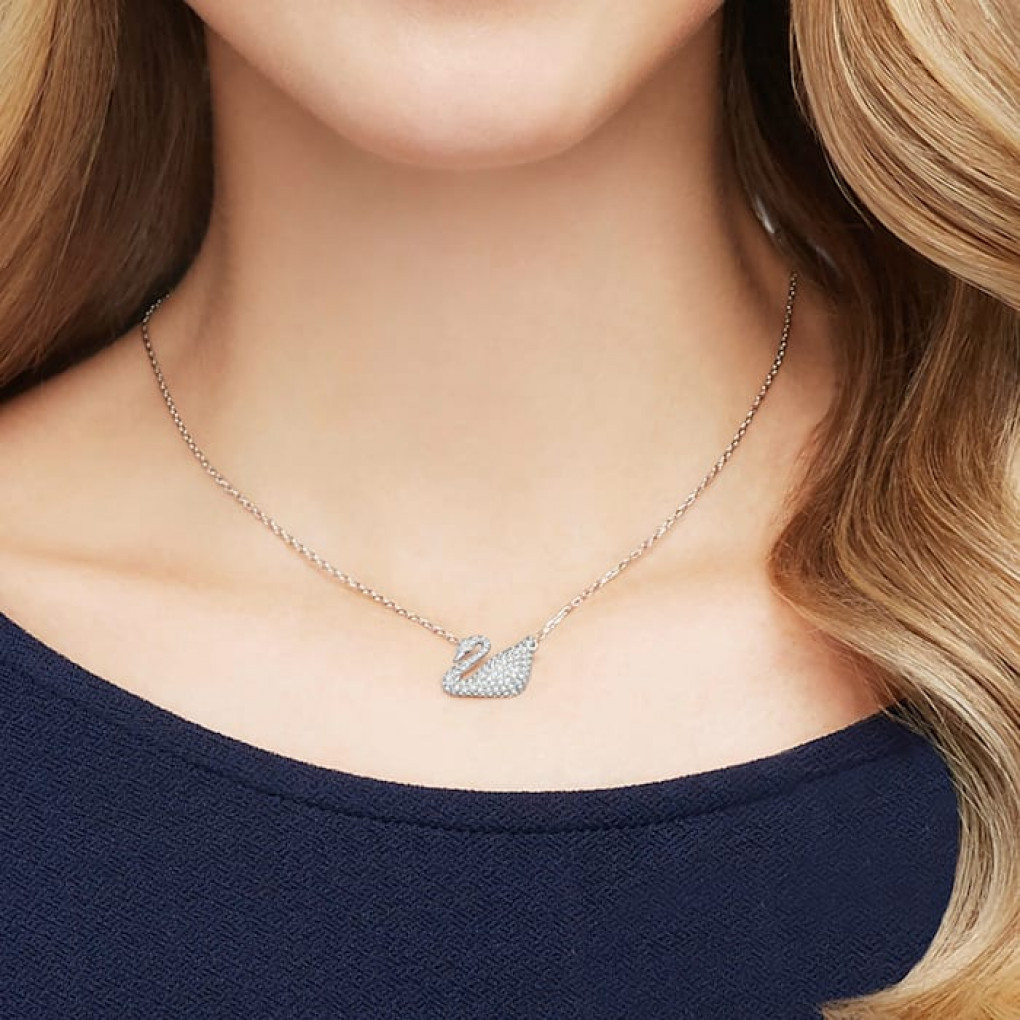 Swarovski silver swan necklace discount